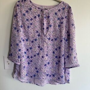 Talbots Lilac Floral Sheer Blouse